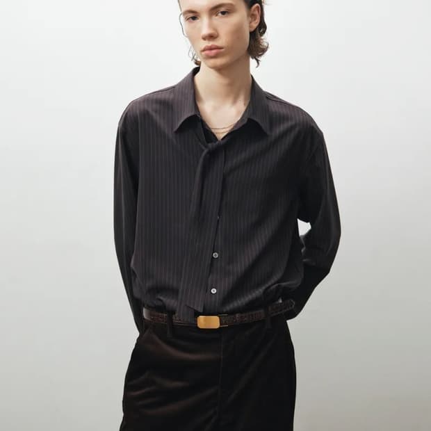 [48] 노이어 스트라이프 스카프 셔츠 애쉬퍼플