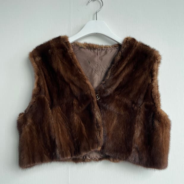 브라운 밍크 퍼 조끼