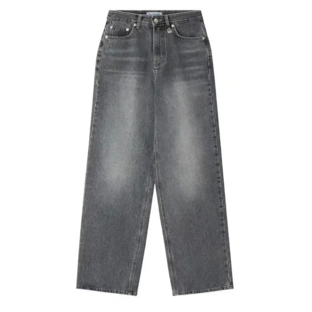 (새상품) 페일제이드 하이웨스트 와이드 데님 그레이블루 M