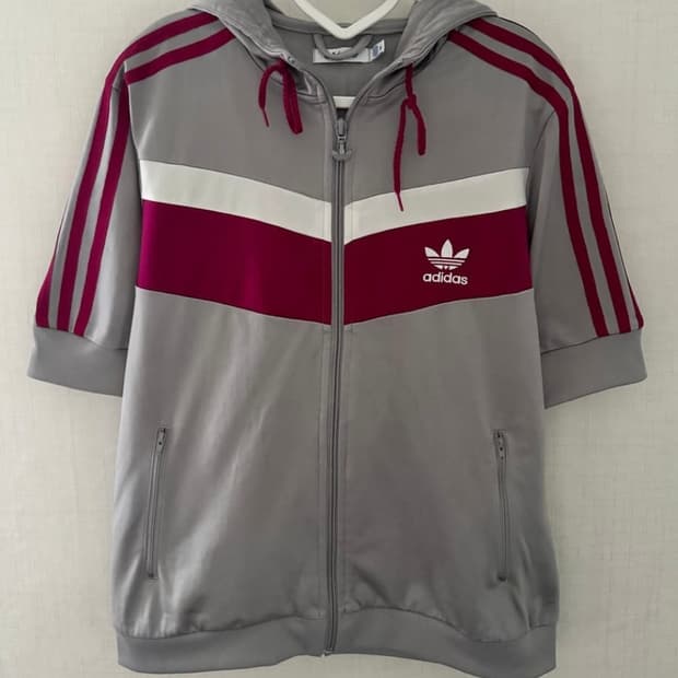 아디다스 반팔 올드스쿨 90’s 그레이 후드 집업