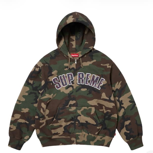 [S] 슈프림 x B.B. 사이먼 집업 후드 스웨트셔츠 우드랜드 카모