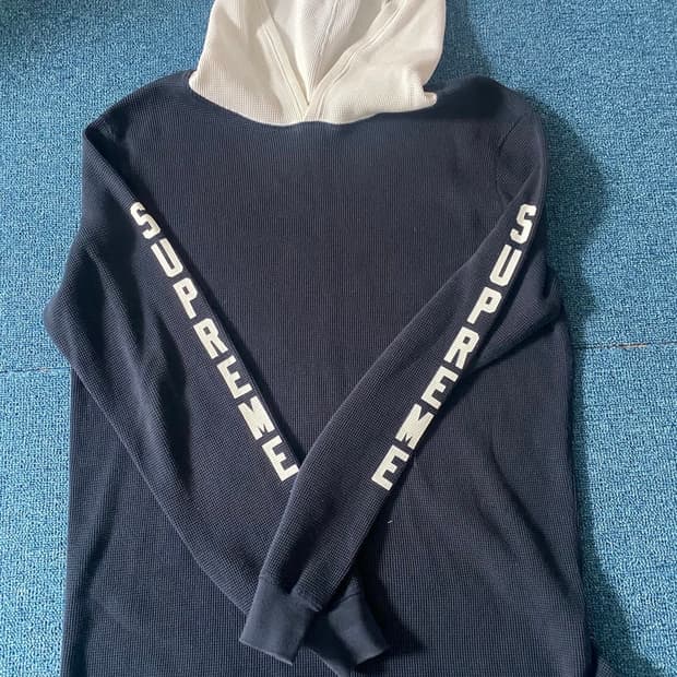 슈프림 투톤 와플 니트 후드