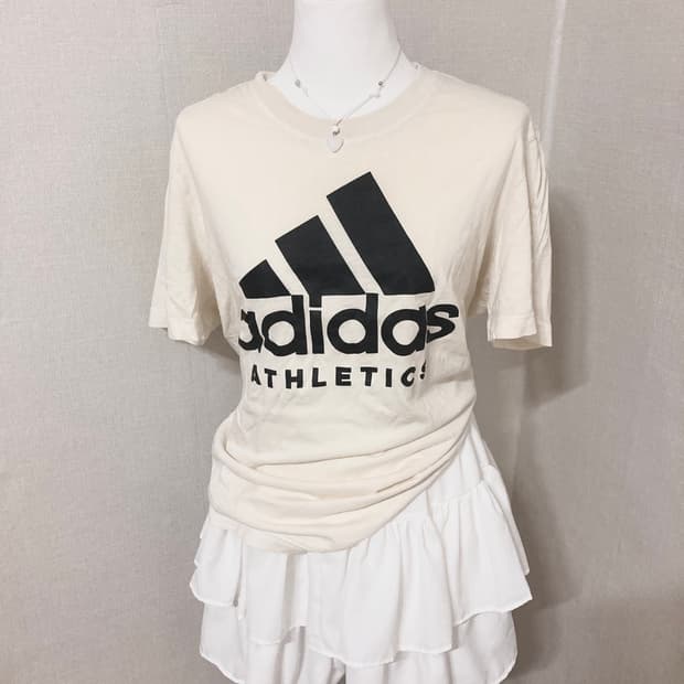 아디다스 연노랑 빅로고 티셔츠 L