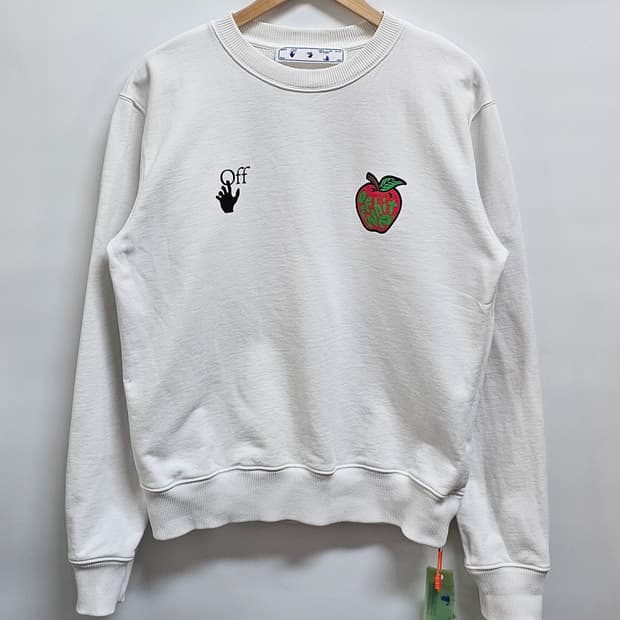 오프화이트 애플모티브 스웻셔츠 맨투맨 S 새상품 (정품큐알인증)