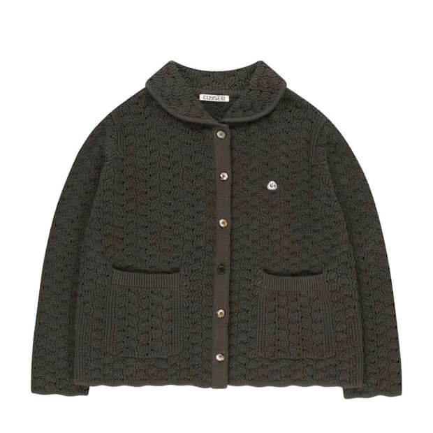 코이세이오 웨이브니트 가디건 브라운