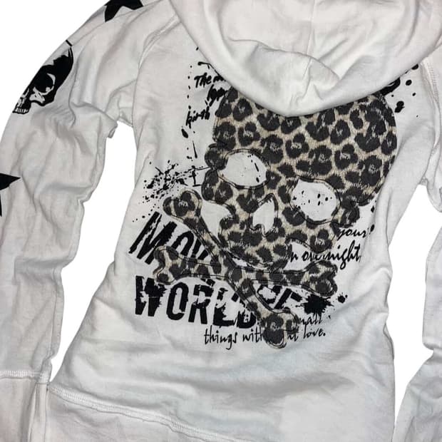 펑크 갸루 해골 레오파드 투웨이 후드집업 [스카이봄버]