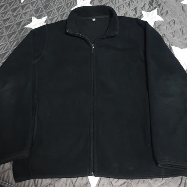 유니클로 후리스 짚업자켓 블랙 (L)