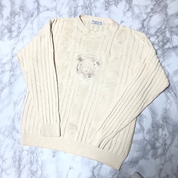 버버리 니트 남성용 케이블 아이보리