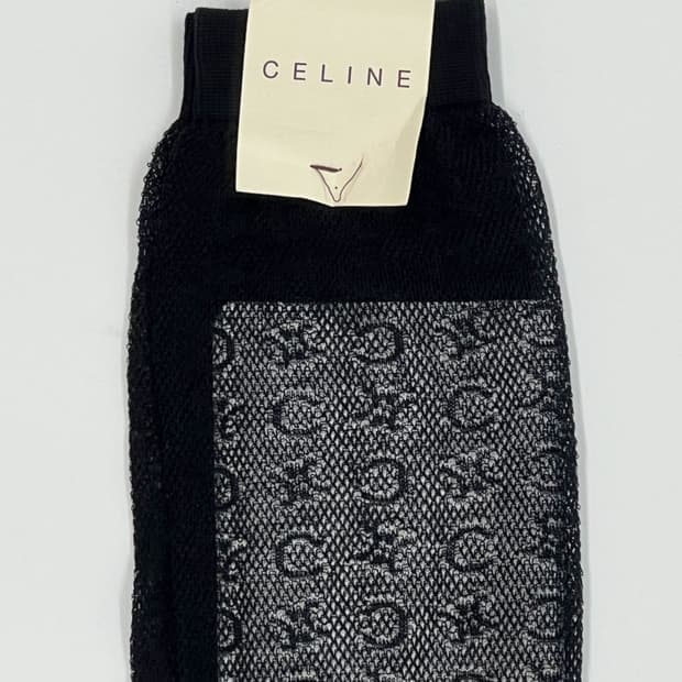 [새상품] celine / 셀린느 블랙 망사 로고 반스타킹 