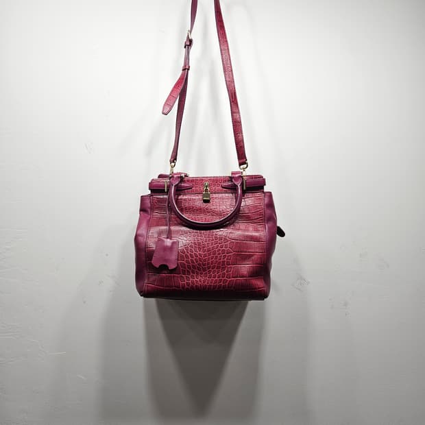 피오루치(FIORUCCI) 버건디 악어가죽패턴 숄더 크로스백