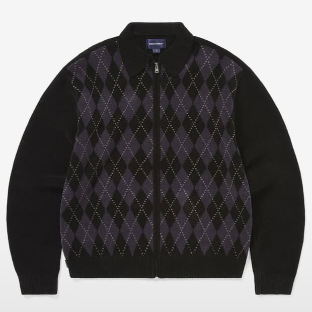 [XL] 디스이즈네버댓 아가일 니트 집업 가디건 블랙