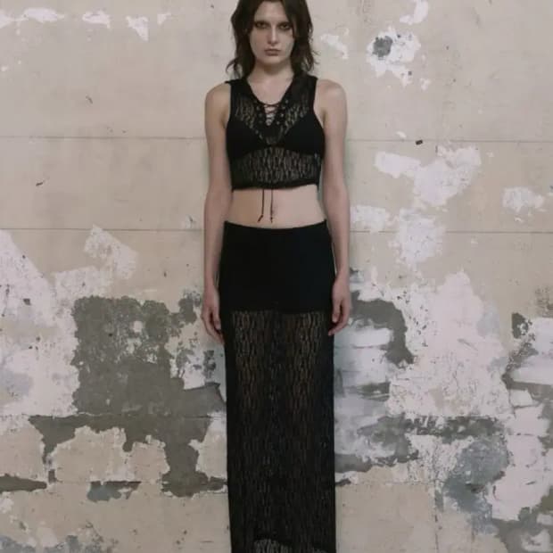 보헤미안서울 lace 레이스 아일렛 슬리브리스 후디 맥시 스커트 보헴서