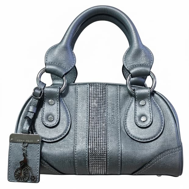 빈폴 빈티지 메탈릭 실버 미니 토트백