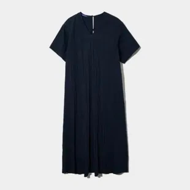 네이더스 Neithers Wrinkled maxi dress navy