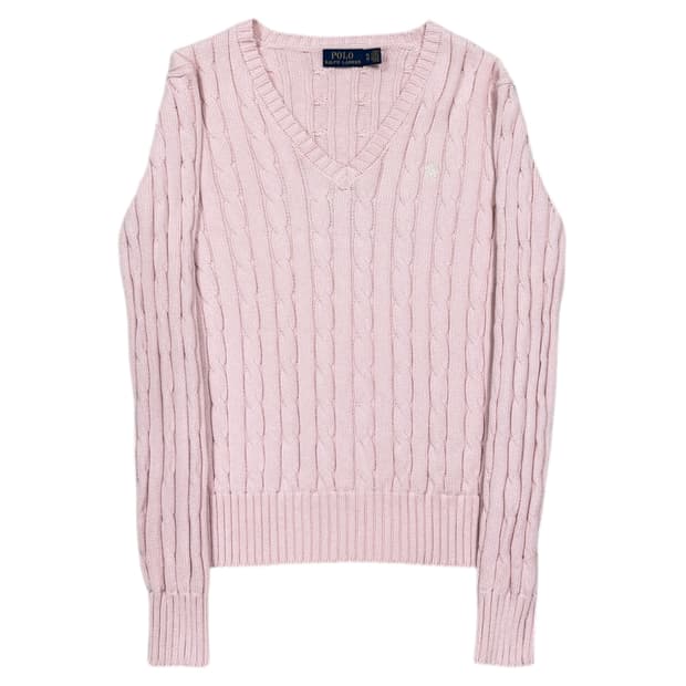 폴로 랄프로렌 딸기우유 핑크 브이넥 니트 XS