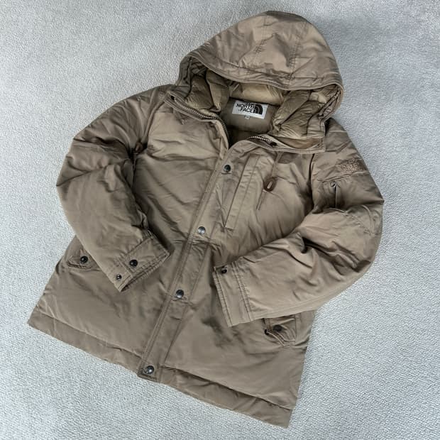 노스페이스 후드 패딩 자켓 베이지 95