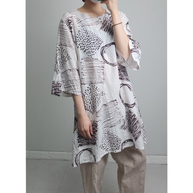 드로잉 롱 블라우스