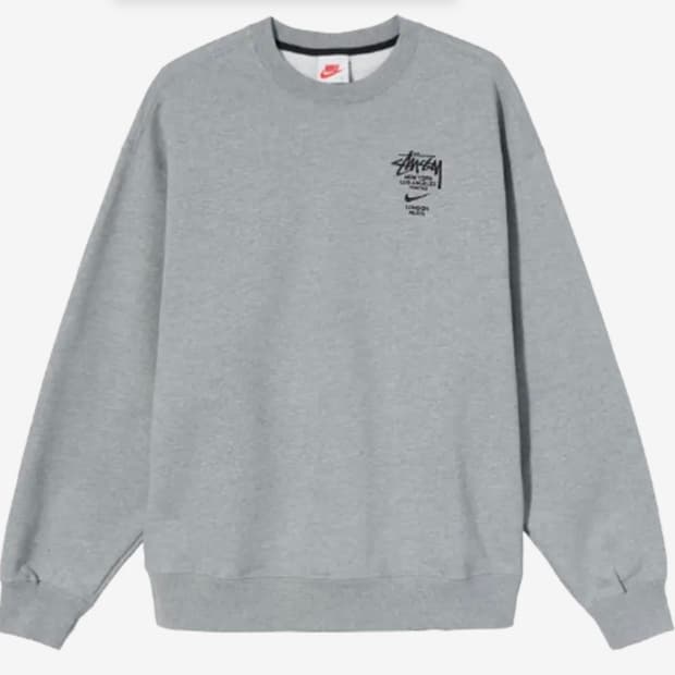 나이키x스투시 플리스 크루넥 헤더 그레이