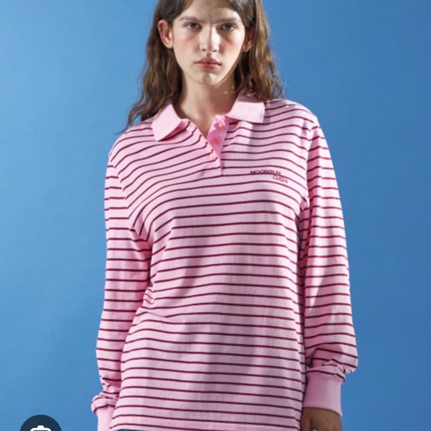 문선 pk 카라티 줄무늬 티셔츠 핑크 S