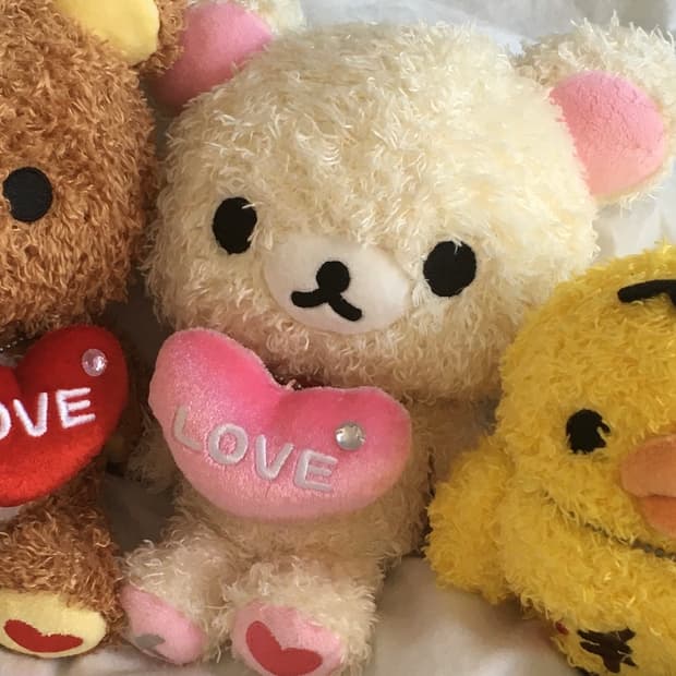 코리락쿠마 뽀글이 하트 인형
