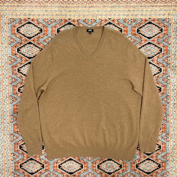 유니클로 브라운 브이넥 캐시미어 니트 남성3XL