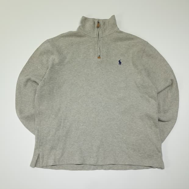 CL785 L 폴로 가죽풀러 하프집업 아이스그레이 니트 스웨터