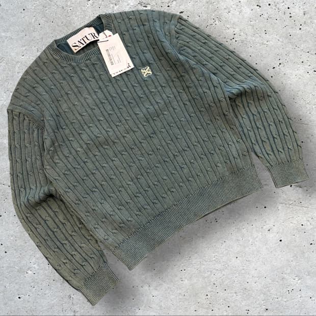 [L] SATUR 세터 꽈배기 니트 스웨터 그린 C629