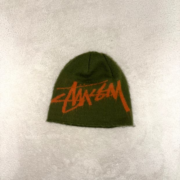 스투시 브러쉬드 아웃 스탁 스컬캡 비니 올리브 