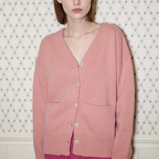 시눈 울 클래식 가디건 더스티 핑크