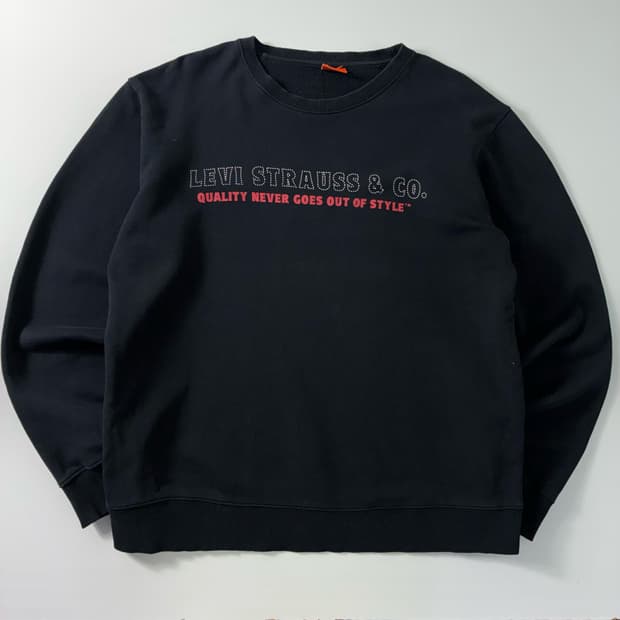 Levi's 리바이스 오렌지탭 스펠아웃 블랙 맨투맨