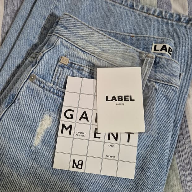 라벨아카이브 마리암 디스트레스드 와이드핏진 라이트블루워시드 3사이즈