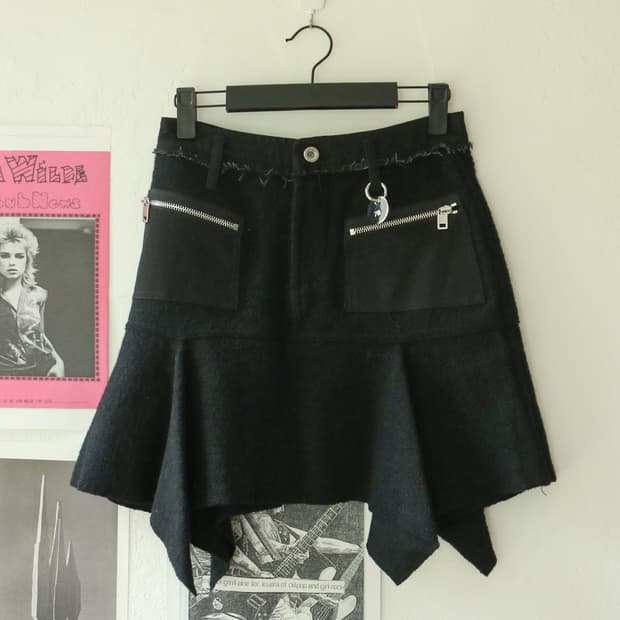 디젤 비대칭 울 미니 스커트