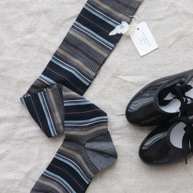 [Antipast] Stripe Long Socks (Grey)