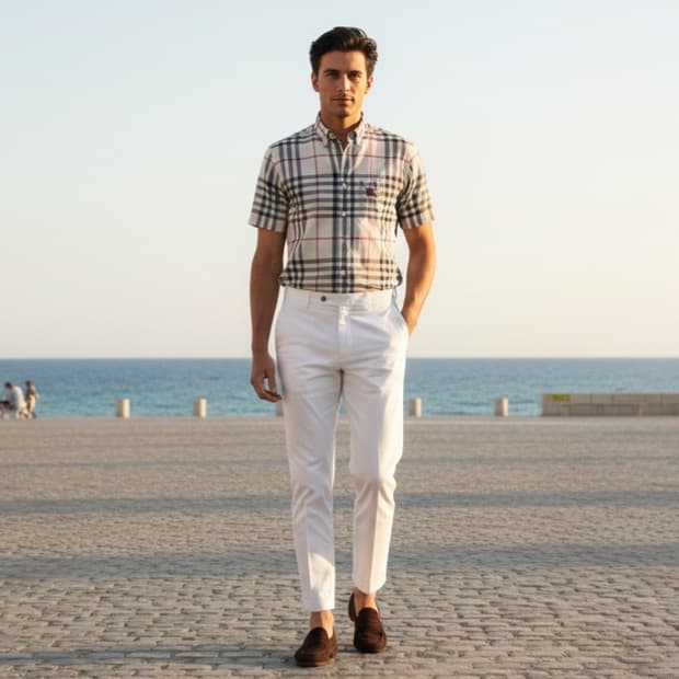 버버리 런던 빈티지 런던체크 반팔 셔츠 (Made in UK)