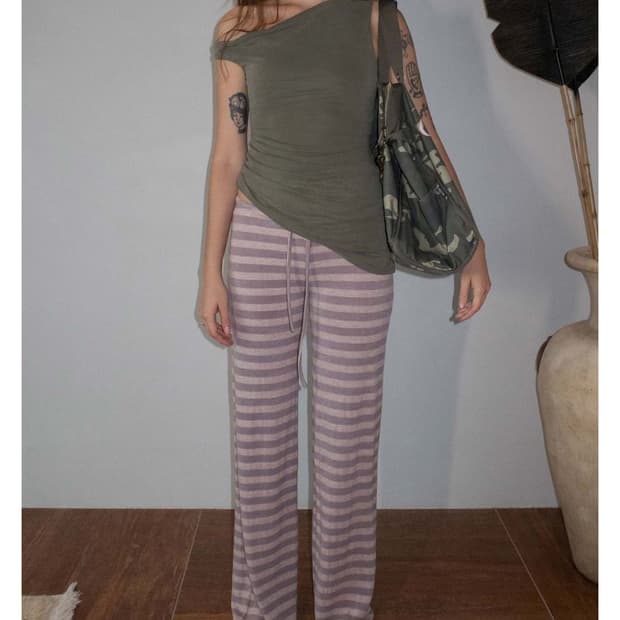 스컬프터 스트라이프 팬츠 라벤더 xs