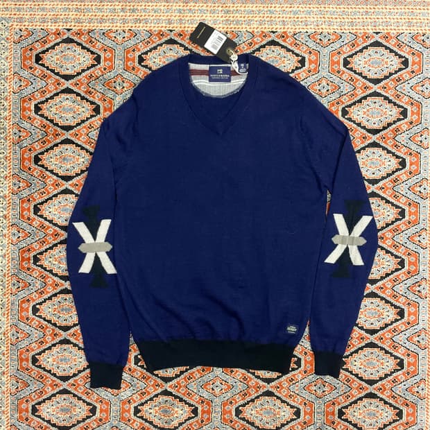 스카치앤소다 브이넥 다크블루 울 혼방 니트 남성M