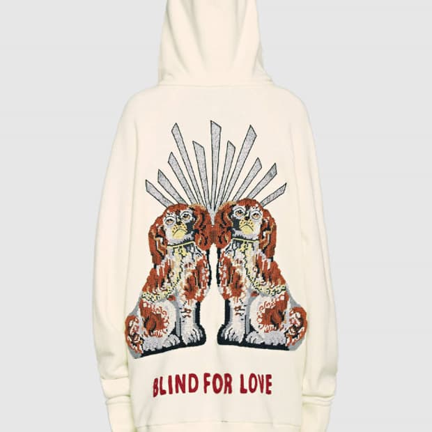 구찌 유니섹스 한정판 블라인드 포 러브 자수 후디 후드