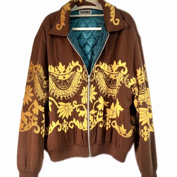 일본 빈티지 페이즐리 누빔 니트 봄버