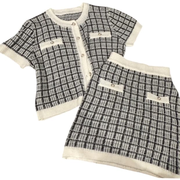 GRL 트위드 니트 투피스 셋업