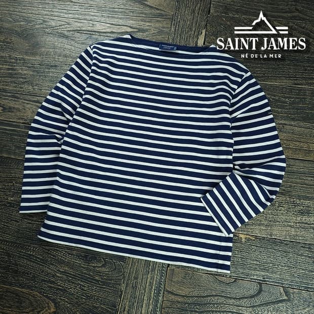 [세인트제임스] 루즈핏 보트넥 스트라이프 롱슬리브 긴팔티 M22196