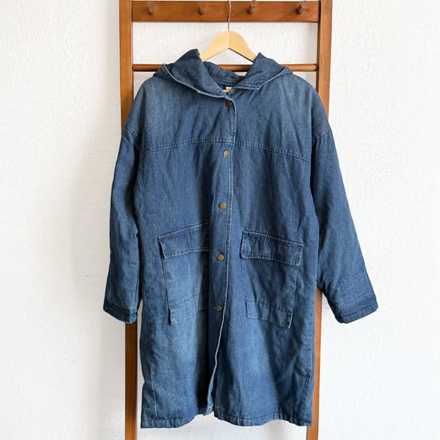 노마드 블루 후드 코트