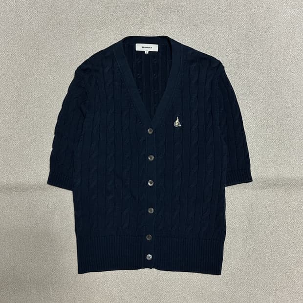 빈폴레이디스 코튼 케이블 V넥 5부 소매 카디건