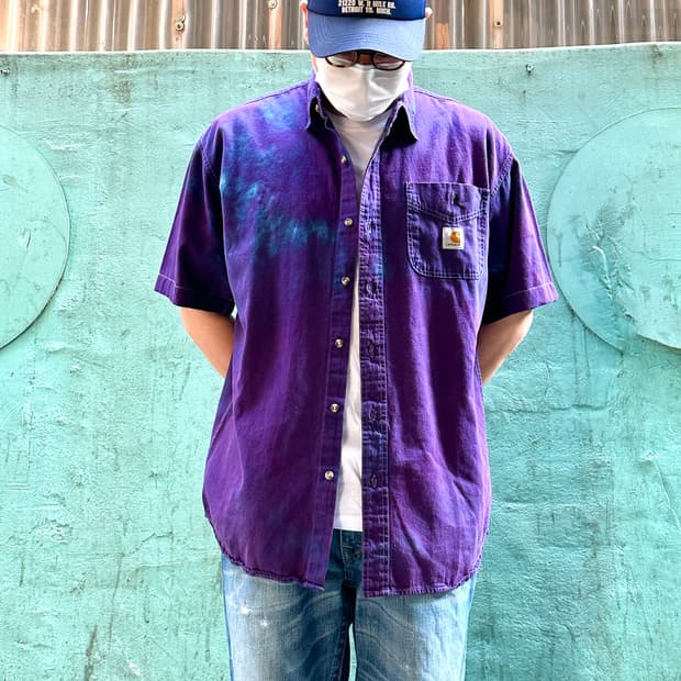칼하트 퍼플 타이다잉 반팔셔츠 L
