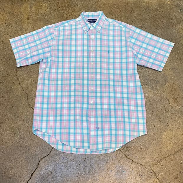 미국 빈티지 폴로랄프로렌 체크셔츠 반팔셔츠