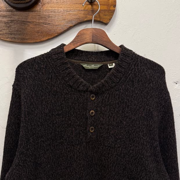 XL) Eddie Bauer Lambswool Henley Knit Sw