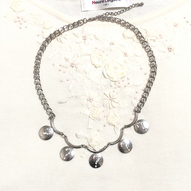 빈티지 긱시크 페어리 오리엔탈 갸루 펑크 실버 물음표 목걸이