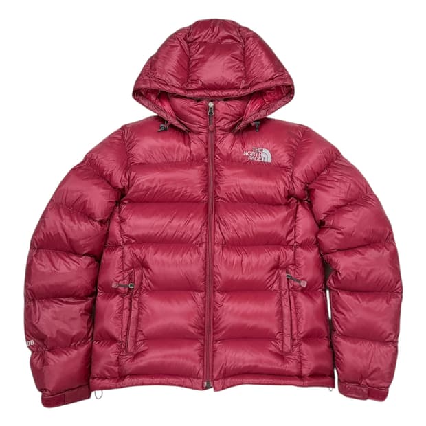 노스페이스 우먼 퍼텍스 700 유광 후드 패딩 버건디 레드 85