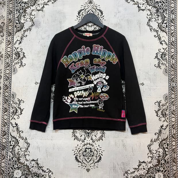 일본빈티지 happie hippie 키치 맨투맨