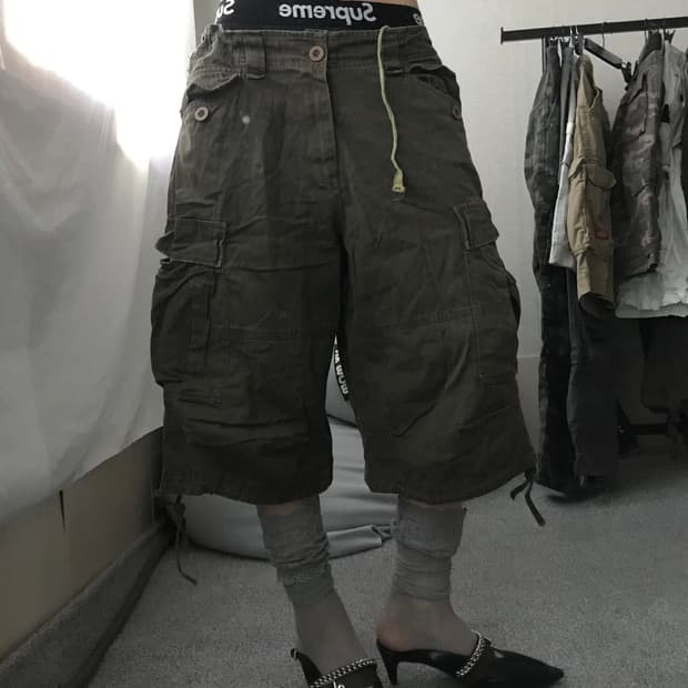브라운 와이드핏 버뮤다 팬츠