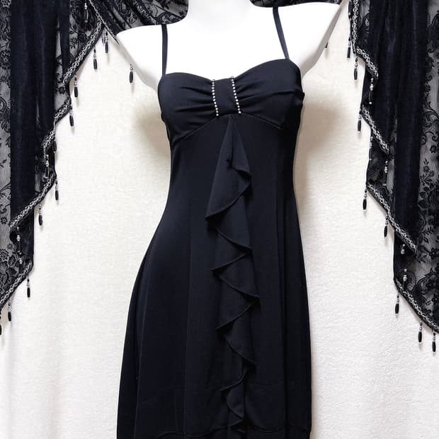 로맨틱고딕 고스펑크 갸루 큐빅 리본 프릴 러플 원피스 파티드레스 연말